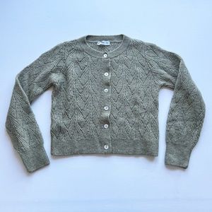 MANGO Openwork knit cardigan Green XXS